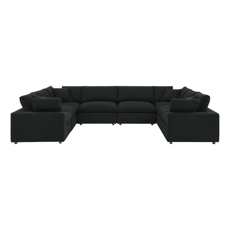 Modway Commix 8-Piece Upholstered Boucle Fabric Sectional Sofa in Black