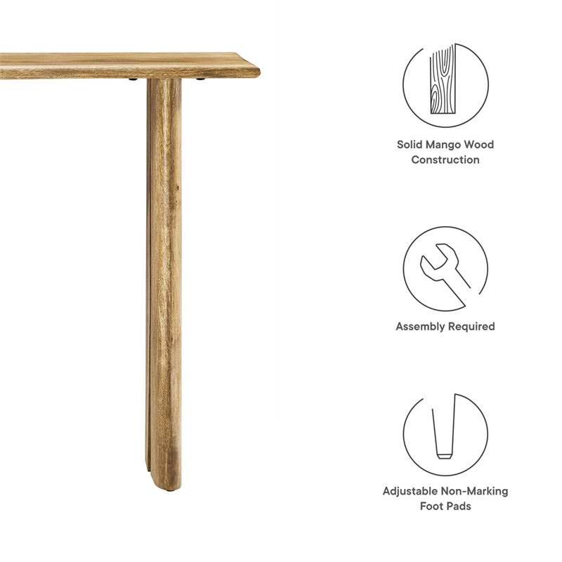 Modway Amistad Wood Console Table with Adjustable Foot Pads in Oak