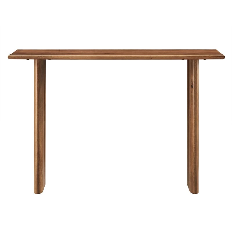 Modway Amistad Wood Console Table with Adjustable Foot Pads in Walnut
