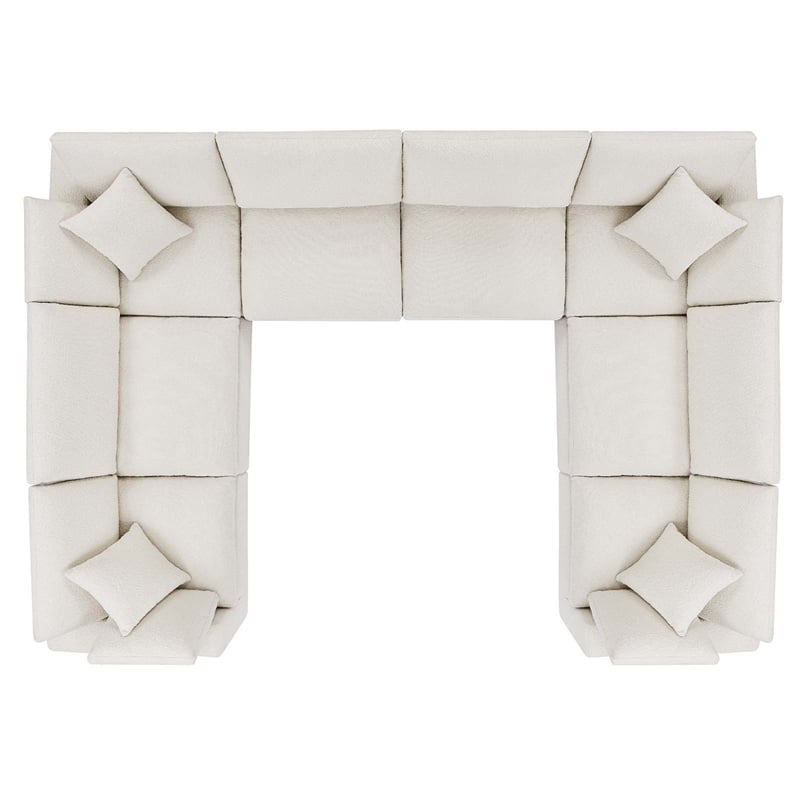 Modway Commix 8-Piece Upholstered Boucle Fabric Sectional Sofa in Ivory