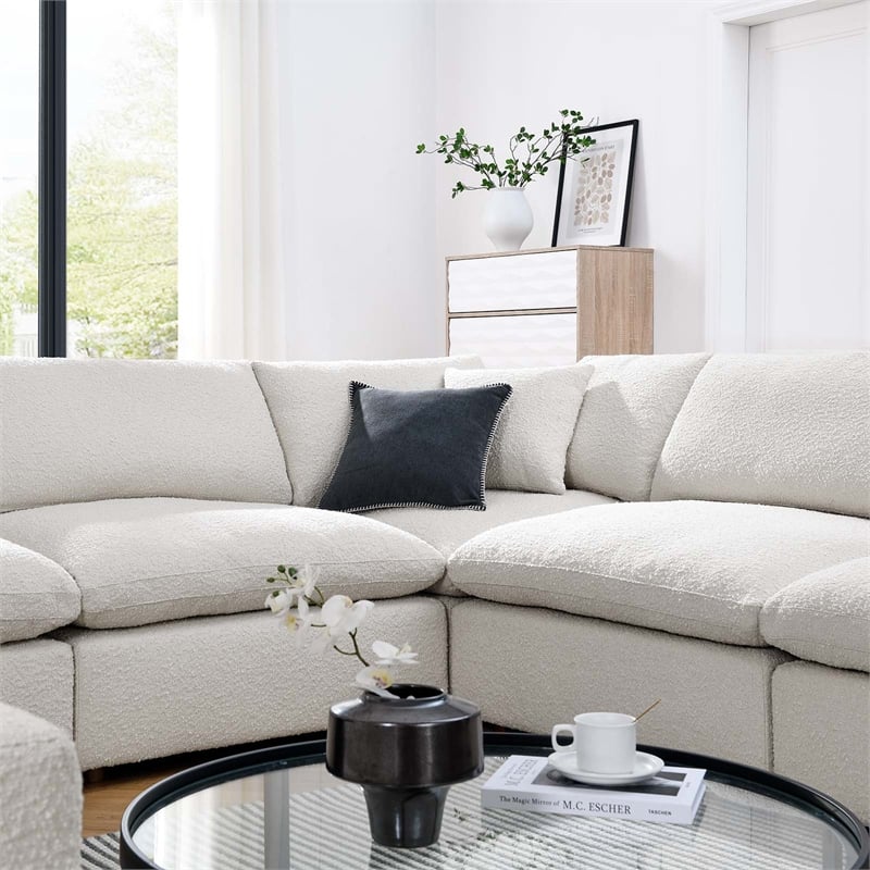 Modway Commix 8-Piece Upholstered Boucle Fabric Sectional Sofa in Ivory