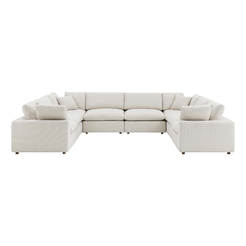 Modway Commix 8-Piece Upholstered Boucle Fabric Sectional Sofa in Ivory