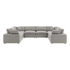 Modway Commix 8-Piece Upholstered Boucle Fabric Sectional Sofa in Light Gray