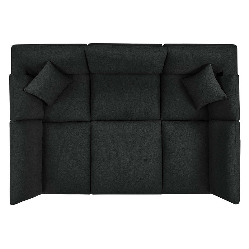 Modway Commix 6-Piece Upholstered Wood & Fabric Sectional Sofa in Black