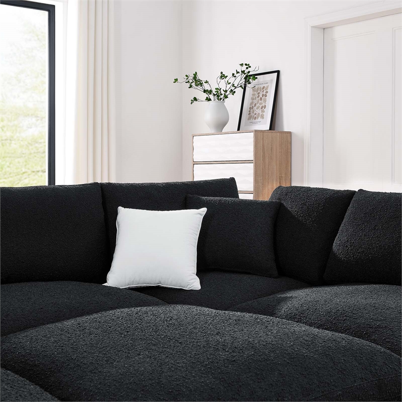 Modway Commix 6-Piece Upholstered Wood & Fabric Sectional Sofa in Black