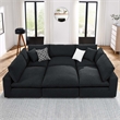 Modway Commix 6-Piece Upholstered Wood & Fabric Sectional Sofa in Black