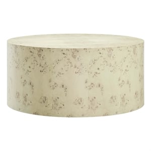 Modway Cosmos 35&quot Round Modern Burl Wood Coffee Table in Bleached Brown