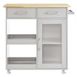 Modway Wood Culinary Kitchen Cart with Towel Bar in Light Gray/Natural