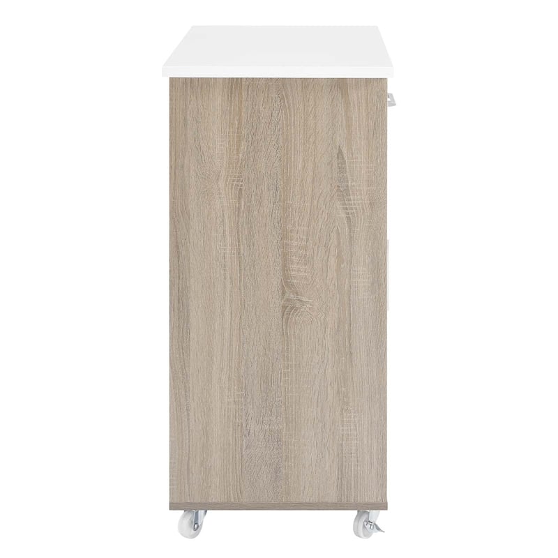 Modway Wood Culinary Kitchen Cart with Towel Bar in Oak/White