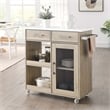 Modway Wood Culinary Kitchen Cart with Towel Bar in Oak/White