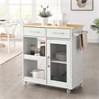 Modway Wood Culinary Kitchen Cart with Full-Glide Drawers in White/Natural