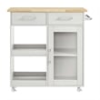 Modway Wood Culinary Kitchen Cart with Full-Glide Drawers in White/Natural