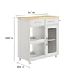 Modway Wood Culinary Kitchen Cart with Full-Glide Drawers in White/Natural