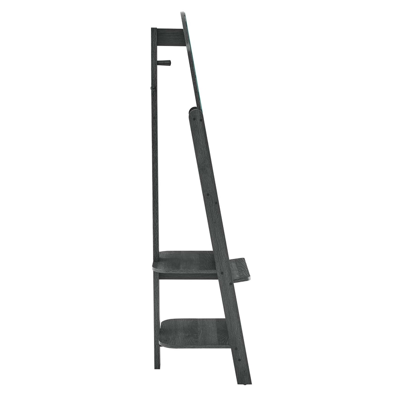 Modway Ascend Modern Wood Standing Mirror with Open Shelves in Black