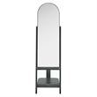 Modway Ascend Modern Wood Standing Mirror with Open Shelves in Black
