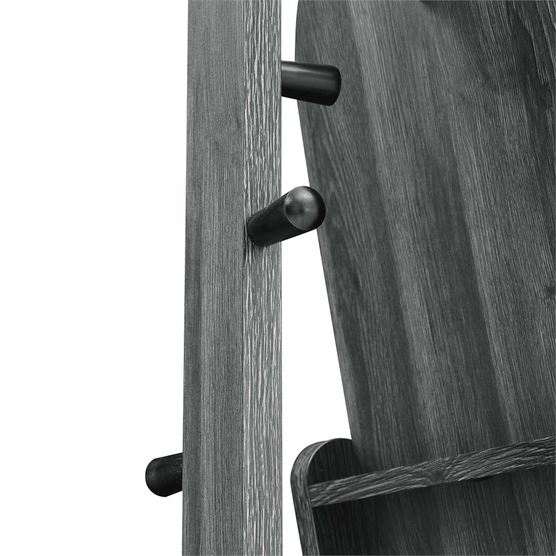Modway Ascend Modern Wood Standing Mirror with Open Shelves in Black
