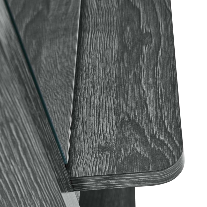 Modway Ascend Modern Wood Standing Mirror with Open Shelves in Black