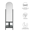 Modway Ascend Modern Wood Standing Mirror with Open Shelves in Black