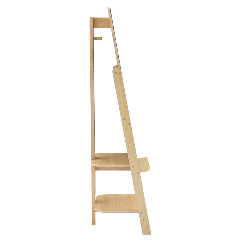 Modway Ascend Modern Wood Standing Mirror with Open Shelves in Oak