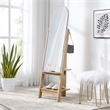 Modway Ascend Modern Wood Standing Mirror with Open Shelves in Oak