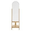 Modway Ascend Modern Wood Standing Mirror with Open Shelves in Oak