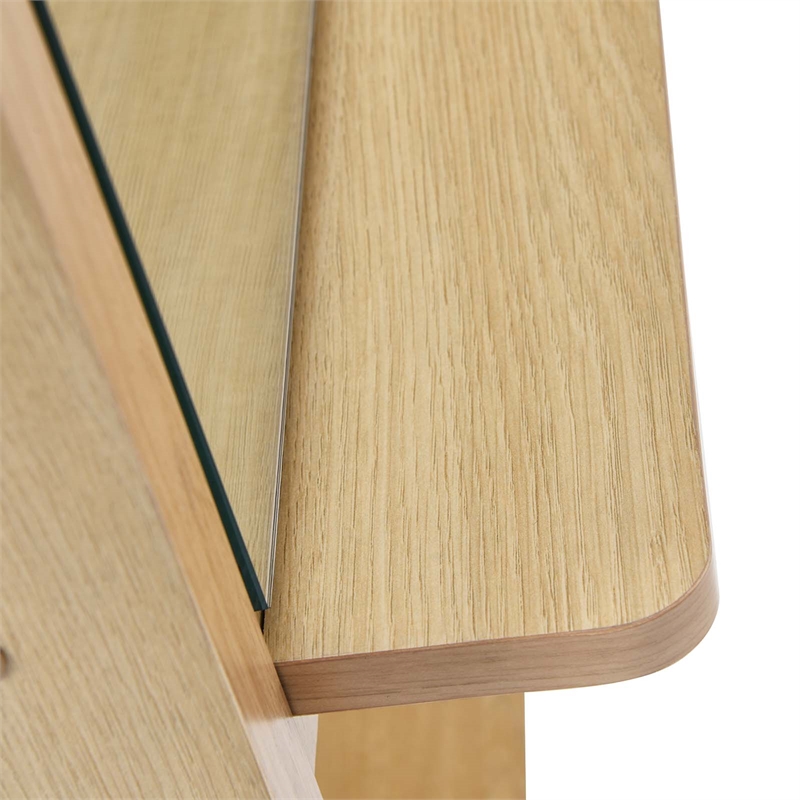 Modway Ascend Modern Wood Standing Mirror with Open Shelves in Oak