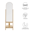 Modway Ascend Modern Wood Standing Mirror with Open Shelves in Oak