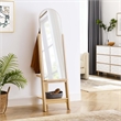 Modway Ascend Modern Wood Standing Mirror with Open Shelves in Oak