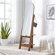 Modway Ascend Modern Wood Standing Mirror with Open Shelves in Walnut