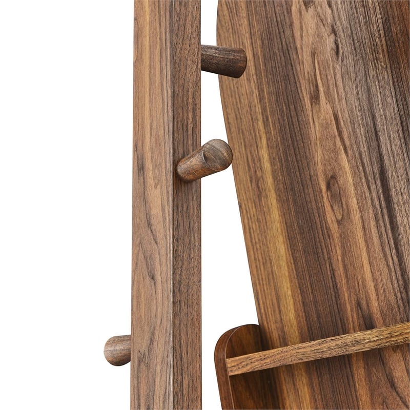 Modway Ascend Modern Wood Standing Mirror with Open Shelves in Walnut