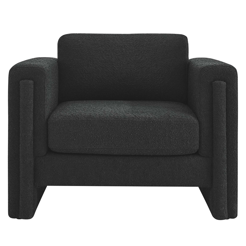 Modway Visible Upholstered Modern Boucle Fabric Armchair in Black