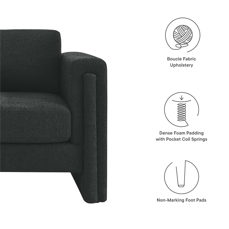 Modway Visible Upholstered Modern Boucle Fabric Armchair in Black