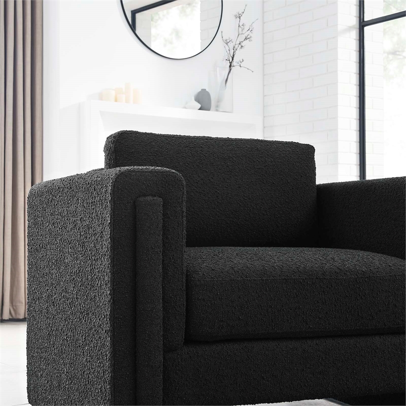 Modway Visible Upholstered Modern Boucle Fabric Armchair in Black