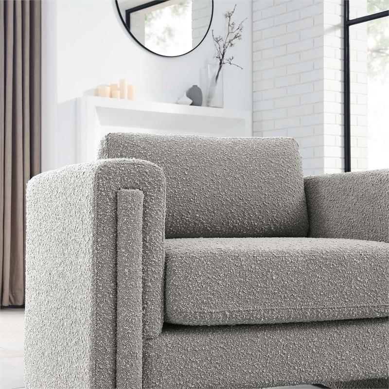 Modway Visible Upholstered Modern Boucle Fabric Armchair in Light Gray
