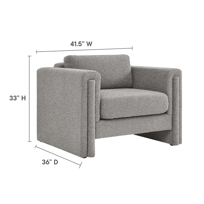 Modway Visible Upholstered Modern Boucle Fabric Armchair in Light Gray