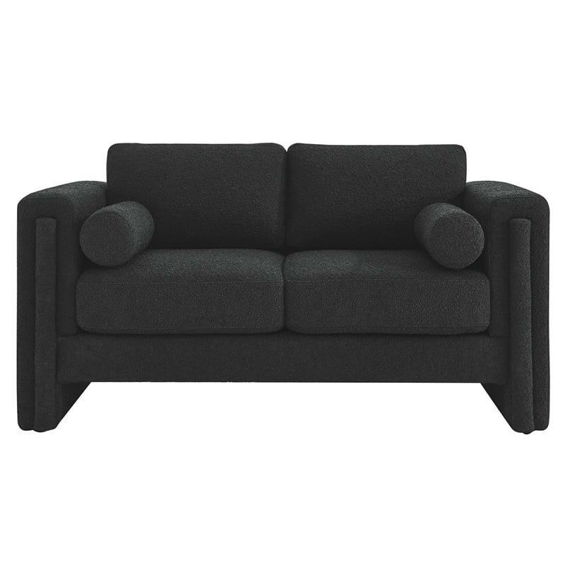 Modway Visible Upholstered Modern Boucle Fabric Loveseat in Black