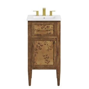 Modway Elysian 18&quot Modern Wood Bathroom Vanity in White and Brown
