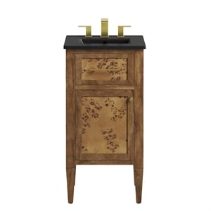 Modway Elysian 18&quot Modern Wood Bathroom Vanity in Black and Brown