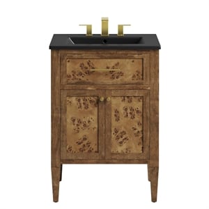 Modway Elysian 24&quot Modern Wood Bathroom Vanity in Black and Brown