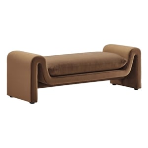 Modway Waverly 17&quot Upholstered Modern Velvet Fabric Bench in Brown