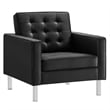 Modway Loft Vegan Leather Vinyl Armchair and Ottoman Set in Silver/Black