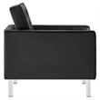 Modway Loft Vegan Leather Vinyl Armchair and Ottoman Set in Silver/Black