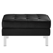 Modway Loft Vegan Leather Vinyl Armchair and Ottoman Set in Silver/Black