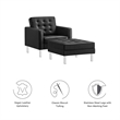 Modway Loft Vegan Leather Vinyl Armchair and Ottoman Set in Silver/Black