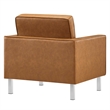 Modway Loft Vegan Leather Vinyl Armchair and Ottoman Set in Silver/Tan