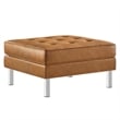 Modway Loft Vegan Leather Vinyl Armchair and Ottoman Set in Silver/Tan