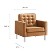 Modway Loft Vegan Leather Vinyl Armchair and Ottoman Set in Silver/Tan