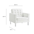 Modway Loft Vegan Leather Vinyl Armchair and Ottoman Set in Silver/White