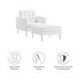 Modway Loft Vegan Leather Vinyl Armchair and Ottoman Set in Silver/White