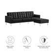 Modway Loft Tufted Vegan Leather Vinyl Sofa and Ottoman Set in Silver and Black